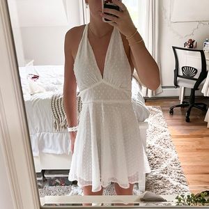 White halter neck dress